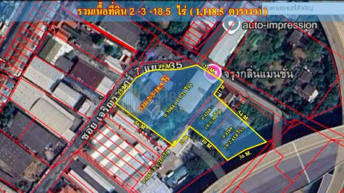 ภาพมุมสูง ขายที่ดิน พระราม 3 ขนาด 2 ไร่ 3 งาน 18.5 ตร.ว.